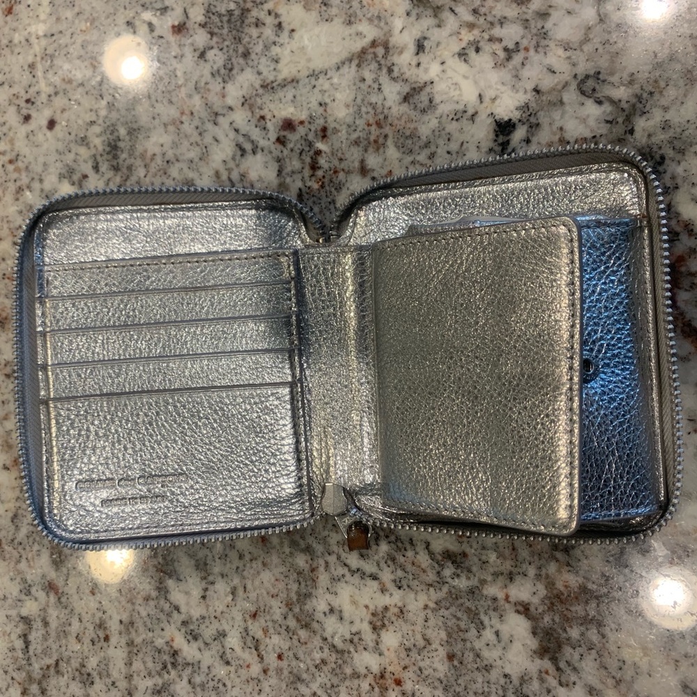 Comme des Garçon Zip Around Wallet in Silver